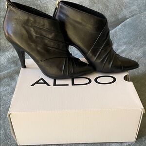 Aldo Sleek Black Heeled Boots
